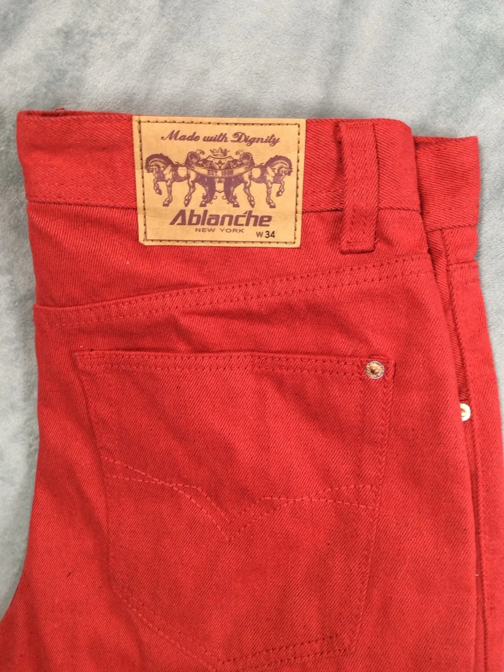 Ablanche New York Men's Red hip hop Jean Shorts - Classic Straight Fit